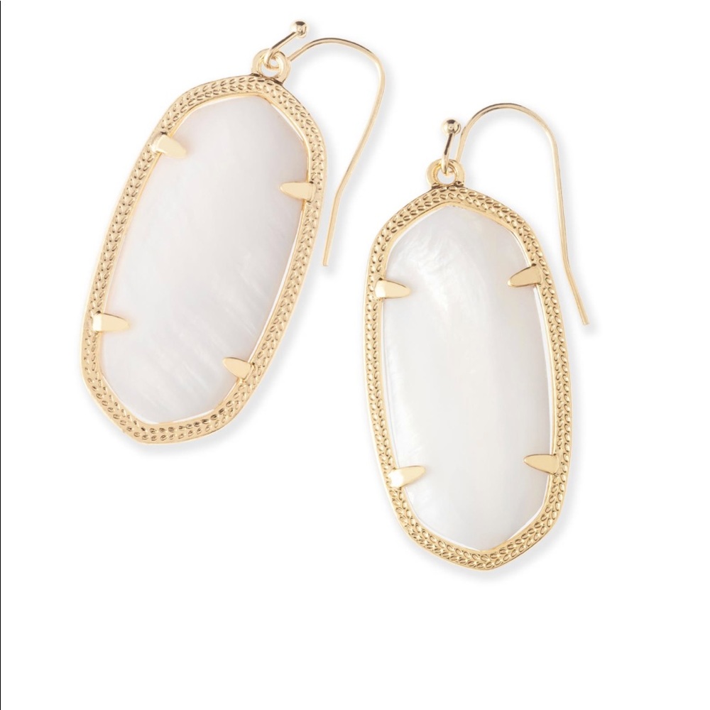 White iridescent Kendra Scott earrings
